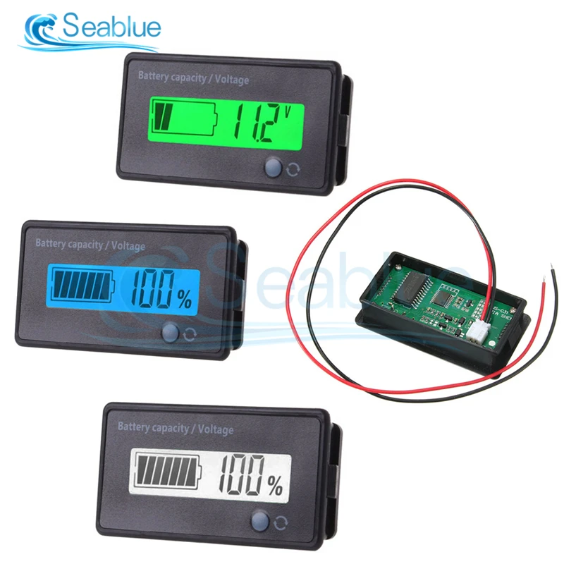 7-100V 12V/24V/36V/48V LCD Acid Lead Lithium Battery Capacity Indicator Car Motorcycle Digital Voltmeter Voltage Tester Meter