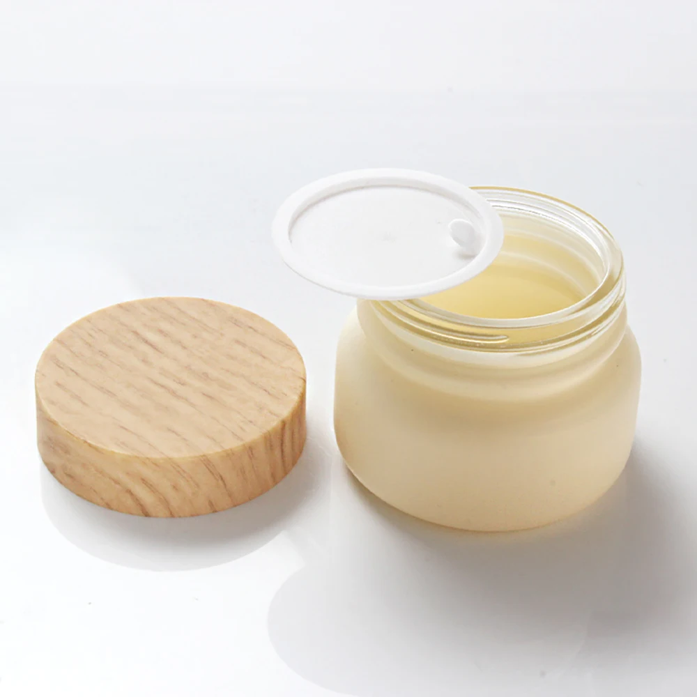 50g Cream Jar with Wooden Screw Cap,Empty Glass Jar for Body Scrub