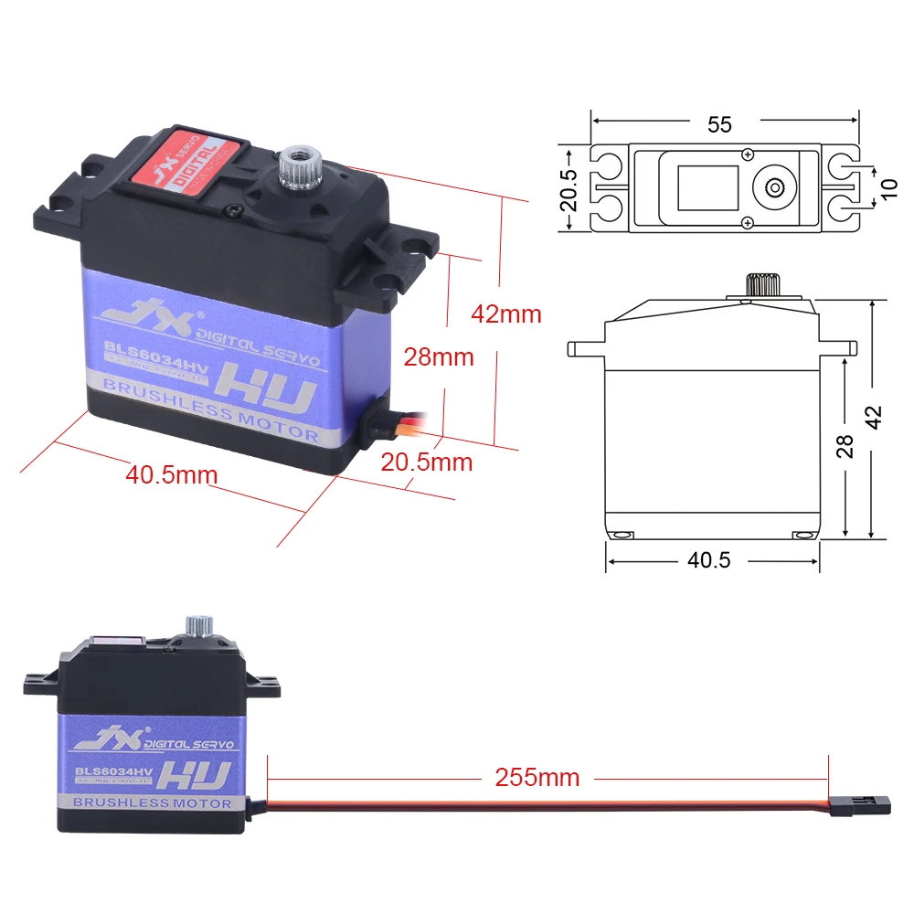 JX Servo BLS6034HV 60G 33Kg Không Chổi Than Hộp Số Kim Loại Kỹ Thuật Số Servo Cho 1/8 1/10 RC Xe Bánh Xích Thuyền RC robot Máy Bay Trực Thăng