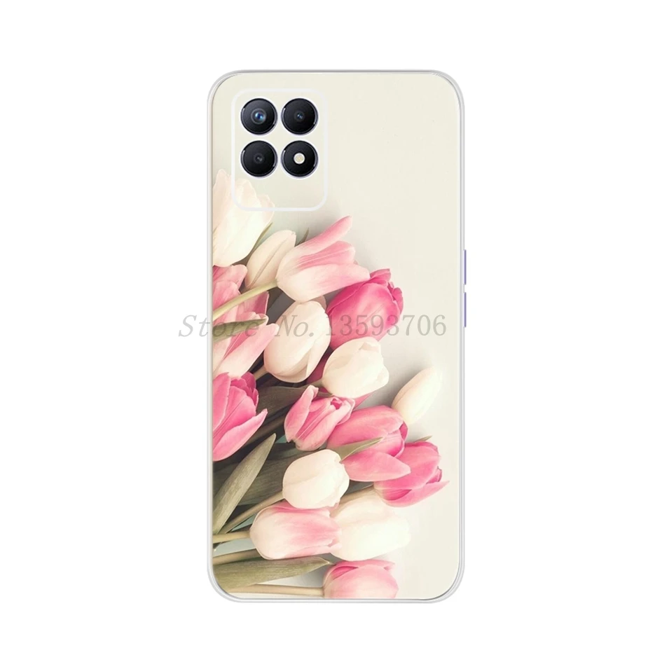 For Realme 8i Case Cover For OPPO Realme 8 Pro 2021 Bumper Fashion Sunset Printed Soft Back Fundas on Realme8 4G RMX3085 Housing