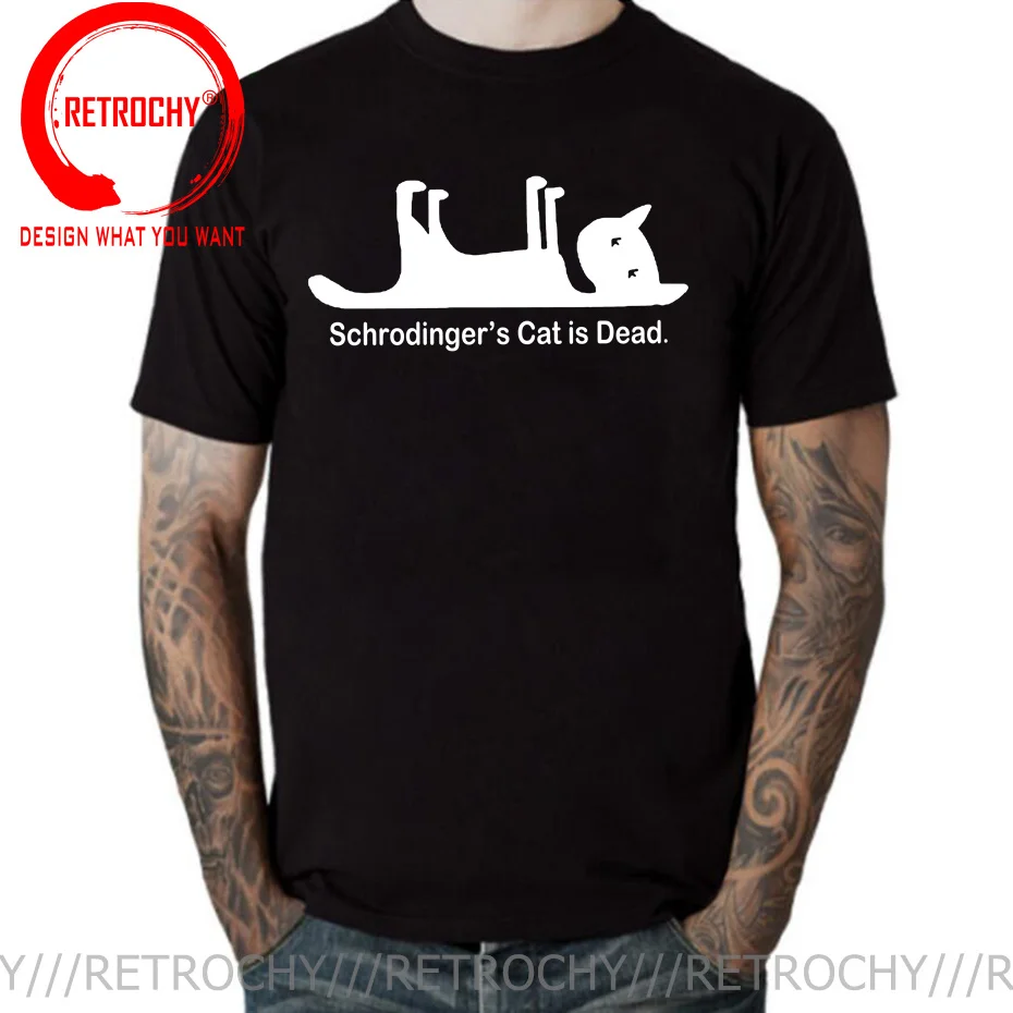 Schrodingers Cat Big Bang Theory T-Shirts Men Sheldon Cooper Geek TBBT Pure Cotton Tee Shirt Short Sleeve T Shirts Plus Size 5XL