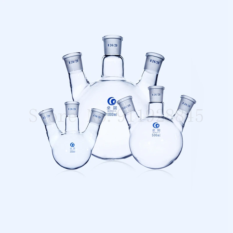 1PCS 50ml 100ml 250ml 500ml 1000ml 2000ml Lab Glass Round bottom Boiling Flask with three bever necks for Distillation