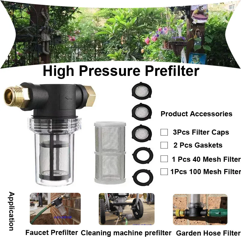 High Pressure Washer Front Filter Attachment Garden Hose Metal Filter Faucet Filter Pump Inlet 3/4 