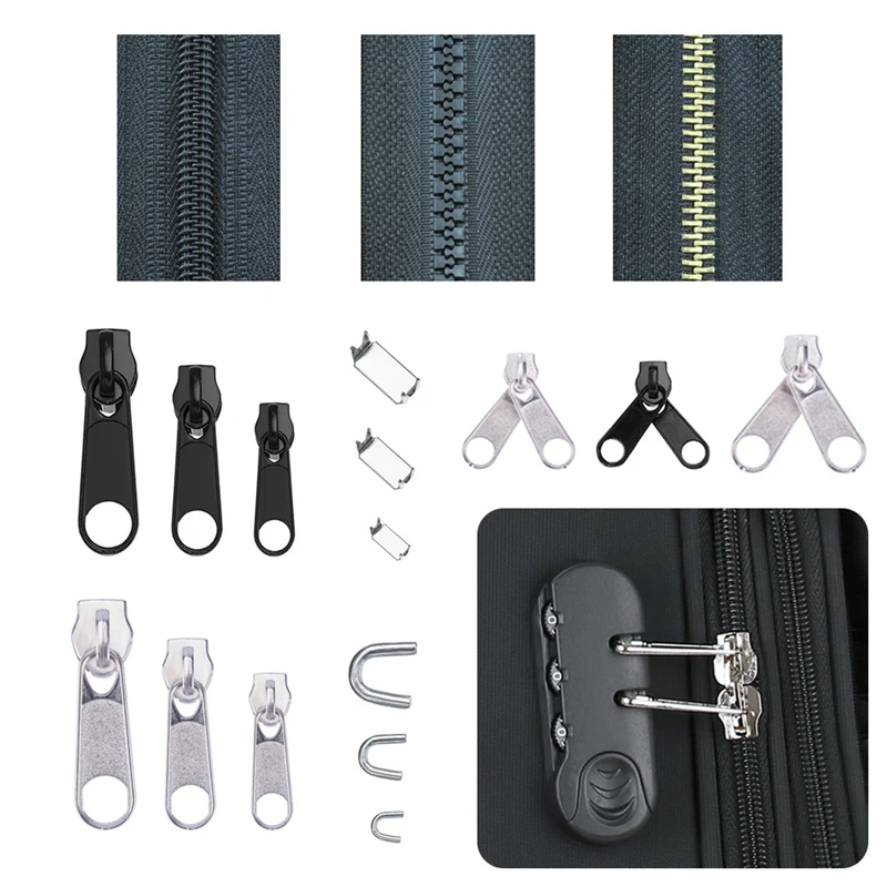 85Pcs Zipper Repair Kit Zip Slider Rescue Universal Zippers Replacement Jacket Clothes Bag Tent Fix Plier Sewing Needlework Tool