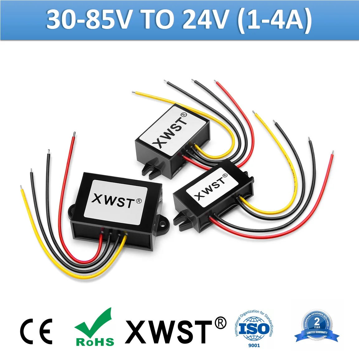 DC to DC Buck Converter 36V 48V 60V 72V 80V 85V to 24V Output 1A 2A 3A 4A Power Converter 24Volts Regulator Waterproof