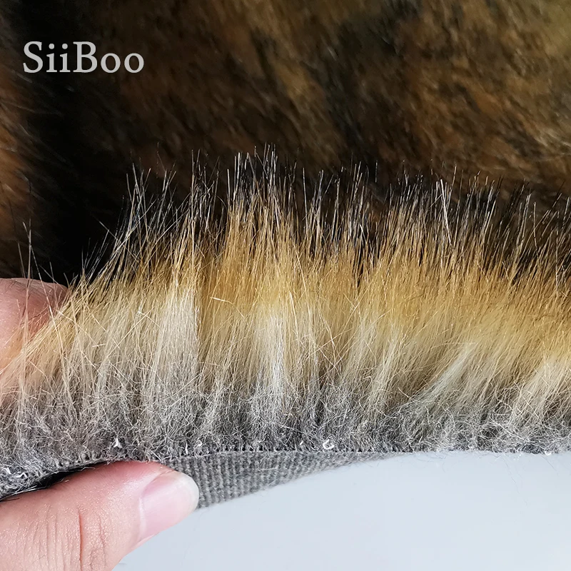 High grade brown 5cm plush faux fox fur fabric for winter coat vest Fur collar 180*50cm 1pc long hair fox fur tissu telas SP4581