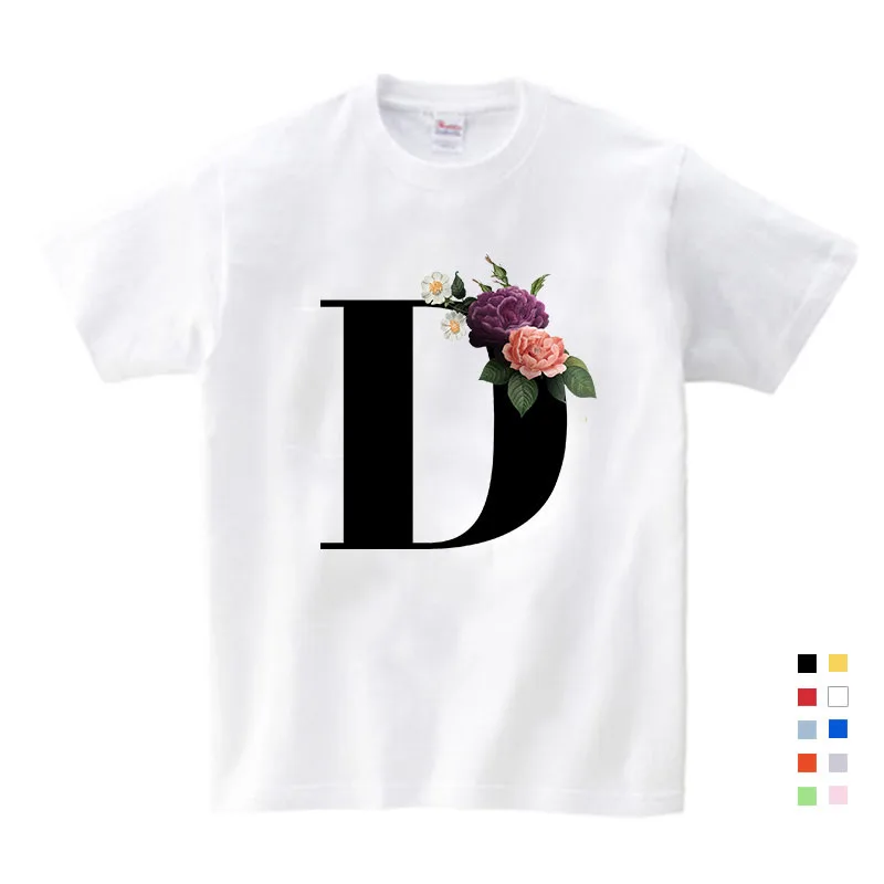 

boys Girls Tops Summer Vogue Girl Shirt Retro Flower Alphabet Pretty Boys Tshirts Children Harajuku Boy Tshirt Kids Tops Vogue