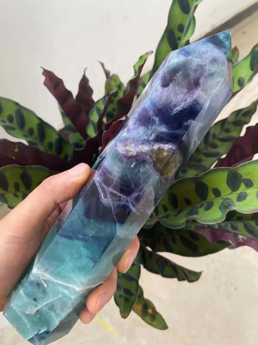 Rare Natural Fluorite Quartz Obelisk Crystal Rod Reiki Healing 1800-1900g