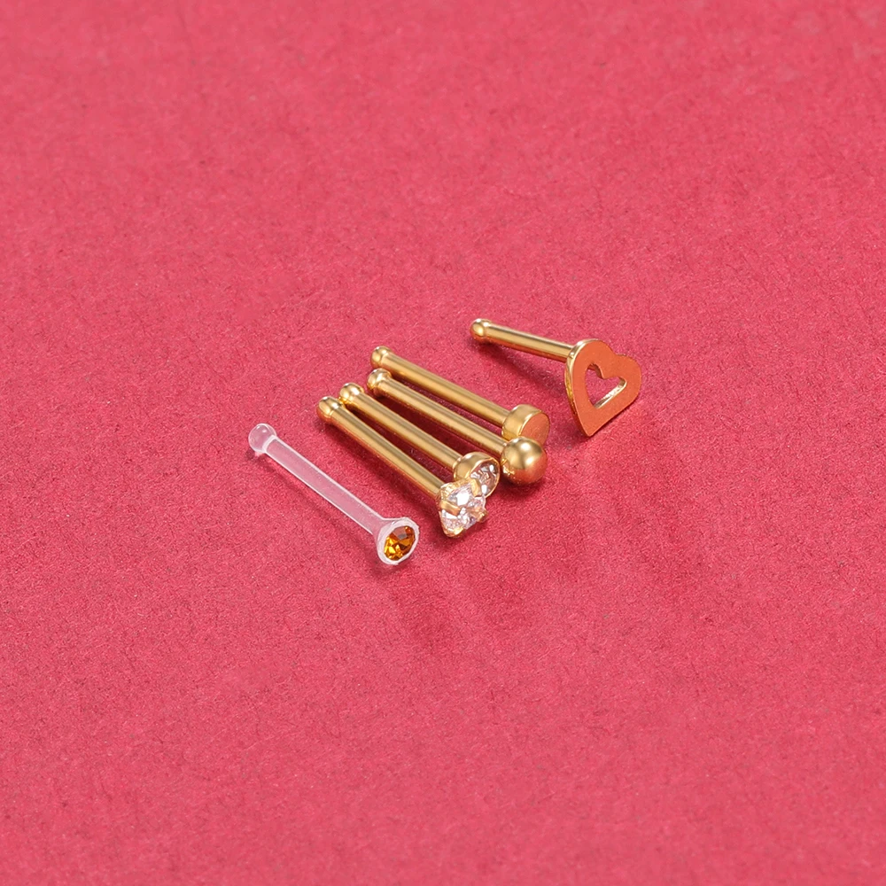 ZS 6PCS Mode Nase Septum Piercing Bolzen Set 18G Edelstahl Nase Septum Bolzen Körper Piercing Schmuck für Nase Piercing – Detail 10