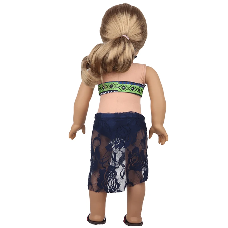 New Solid costume da bagno Doll Bikini + occhiali da sole costume da bagno sandali da spiaggia nuoto Fit Reborn Baby 43cm ragazze 18 pollici bambole americane