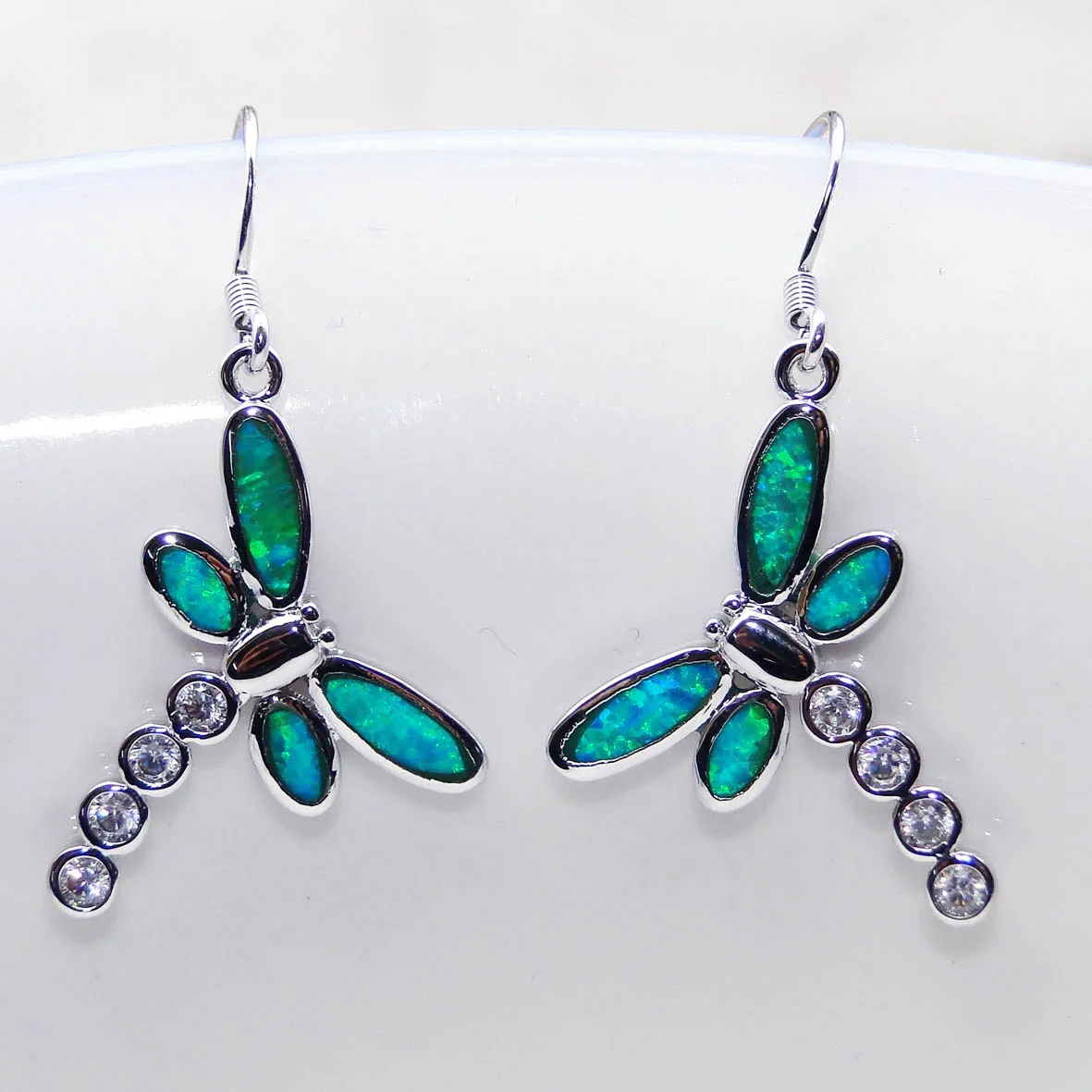 Dragonfly Small Female Earrings Small Blue Opal Earrings Women\'s Fashions