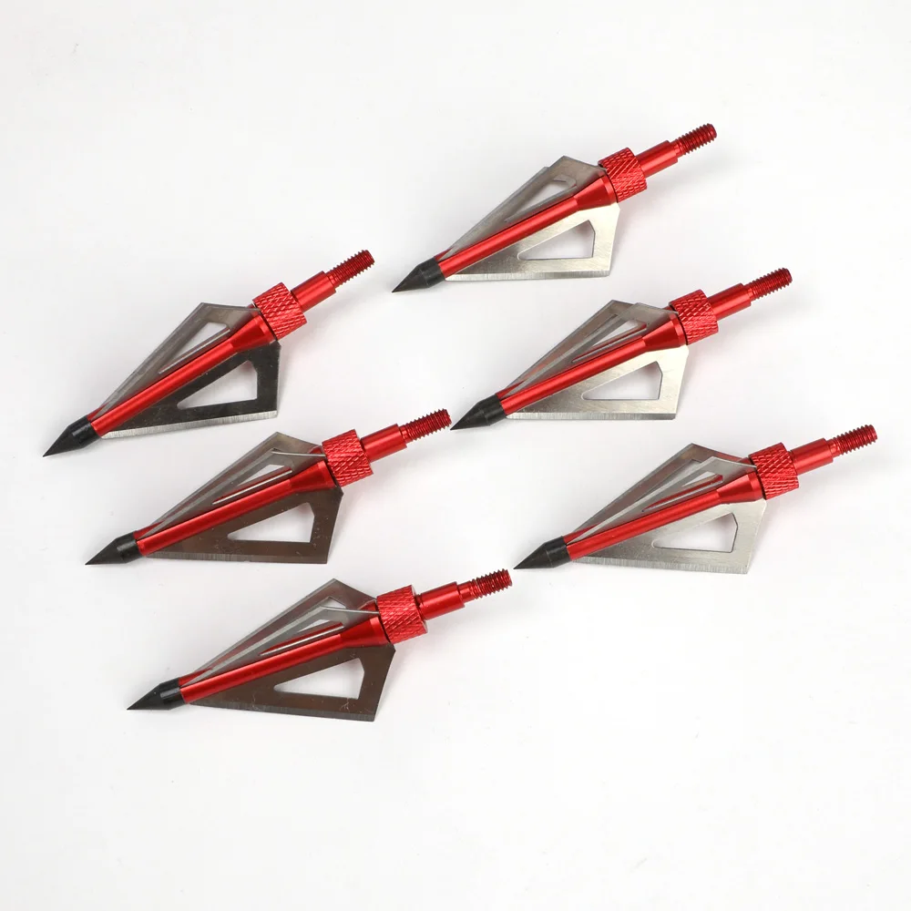 6pcs 100Grain Arrow Head Broadheads With 3 Fixed Blades Archery Arrow Tip Point Compound Crossbow Hunting Shooting  accessory