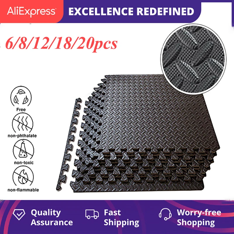 30*30/1.2CM Top EVA Foam Soft Protective FloorTiles Waterproof Anti-Skid Splicing Mat Shock Gym Home Fitness Yoga Massage Pad