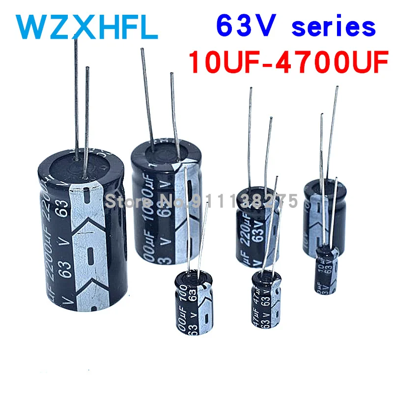 63V Aluminum Electrolytic Capacitor 10UF 22UF 33UF 47UF 100UF 220UF 330UF 470UF 680UF 1000UF 2200UF 3300UF 4700UF