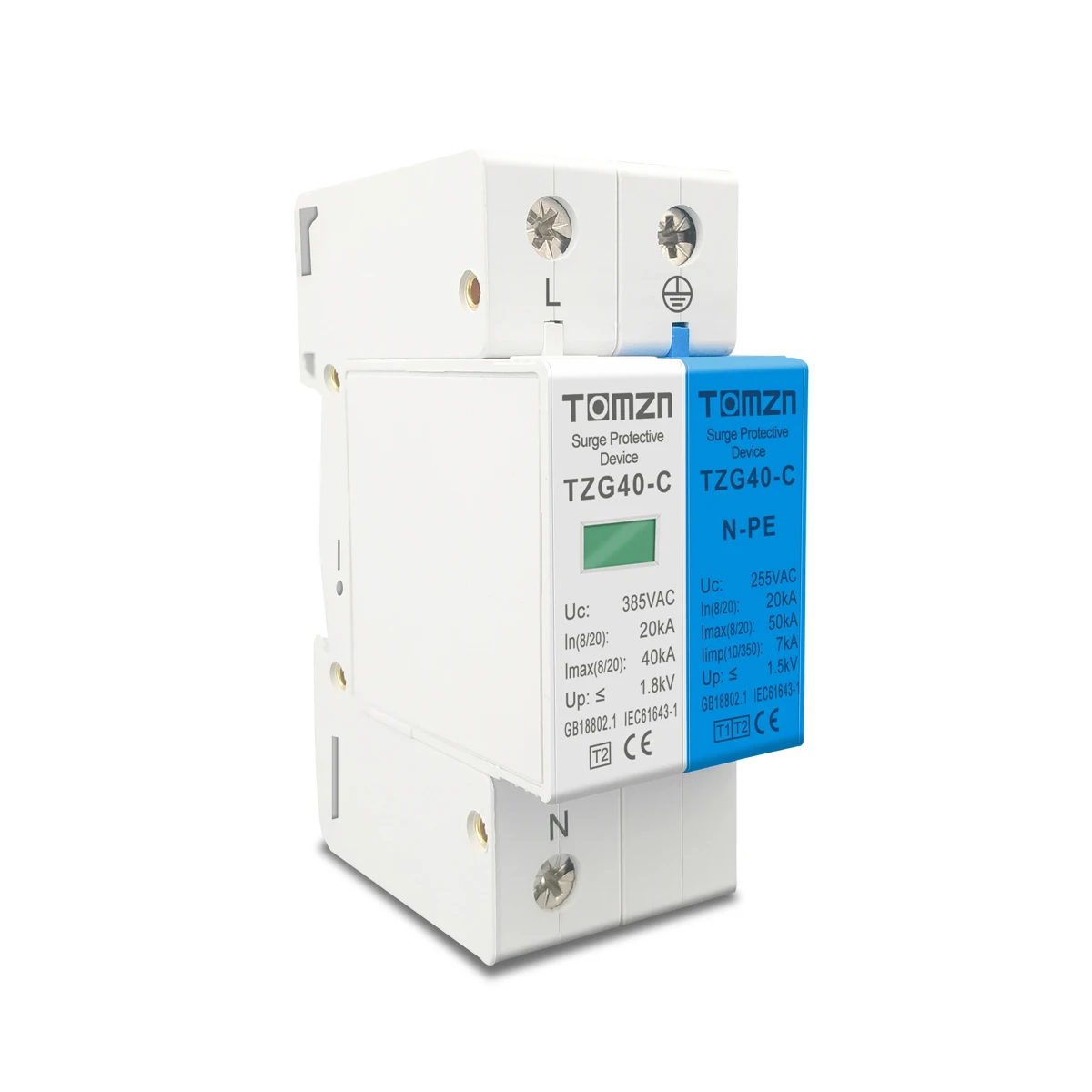 AC SPD Din rail 1P+NPE 3P+NPE 50KA T1 T2 385V 255V  House holde Surge Protector Protective Low-voltage  Arrester Device