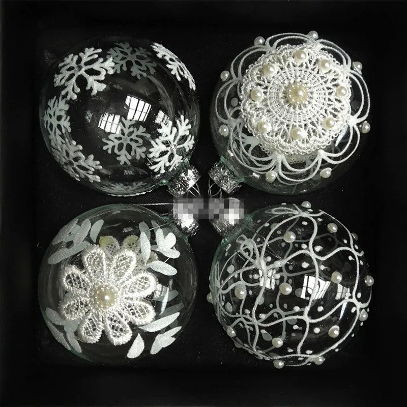 

16pcs/pack Four Different Drawing Glass Globe Handmade Ball Christmas Day Decoration Pendant Festival Friend Gift