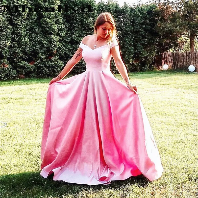 

Mbcullyd Pink Long Prom Dresses 2023 Elegant Off Shoulder Imported Evening Dress For Women Plus Size vestidos de fiesta de noche