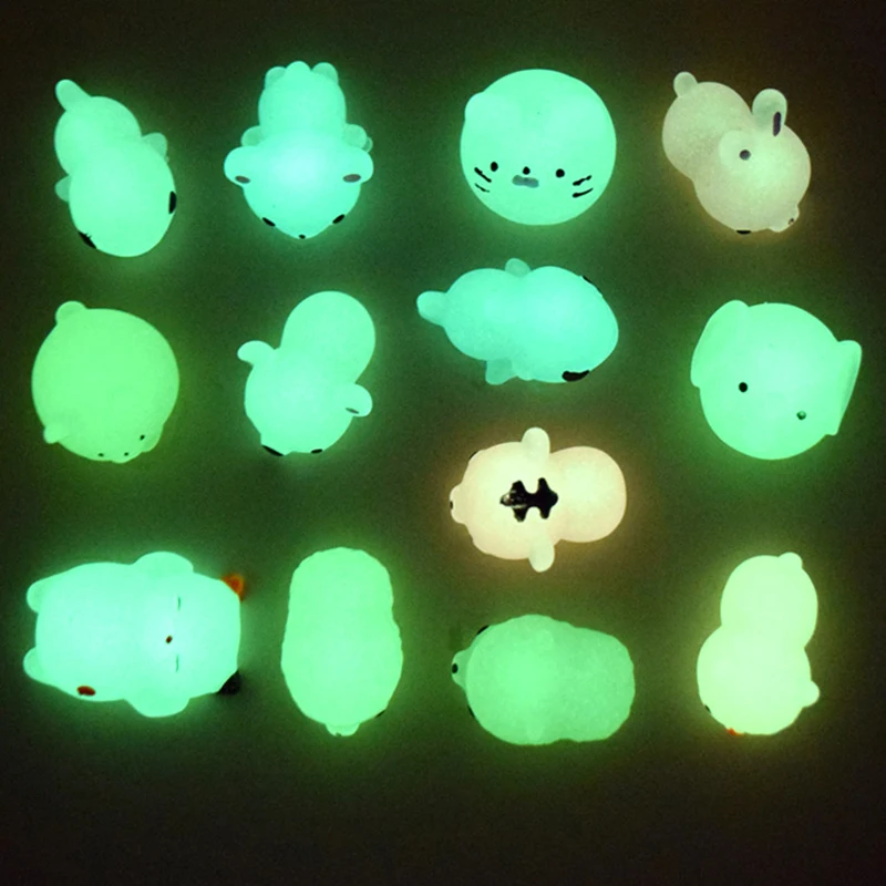 5Pcs Mochi Squishy Squeeze Cat Cute Antistress Squish Set Soft Mini Animal Squichy Glow In The Dark Kids Toys For Children