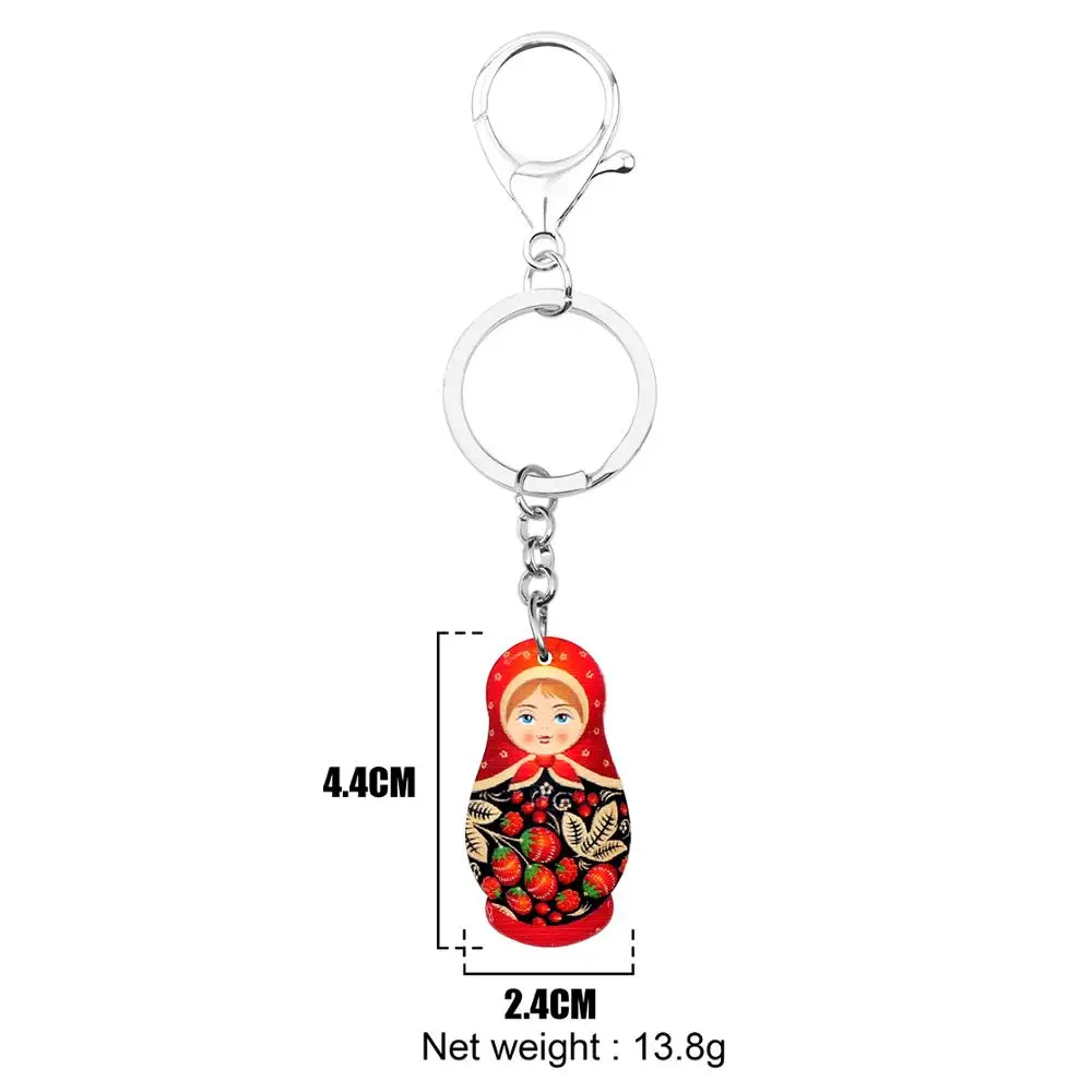 Bonsny Acrylic Anime Matryoshka Russian Doll Girl Key Chains Key Rings Bag Car Purse Decorations Keychains For Women Girls Gift