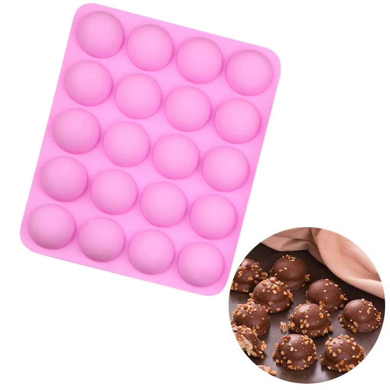 20 Hole Half Ball Sphere Silicone Chocolate Mold Cake Pastry Bakeware Stencil Pudding Jello Soap Candy Baking Mould Kitchen Tool