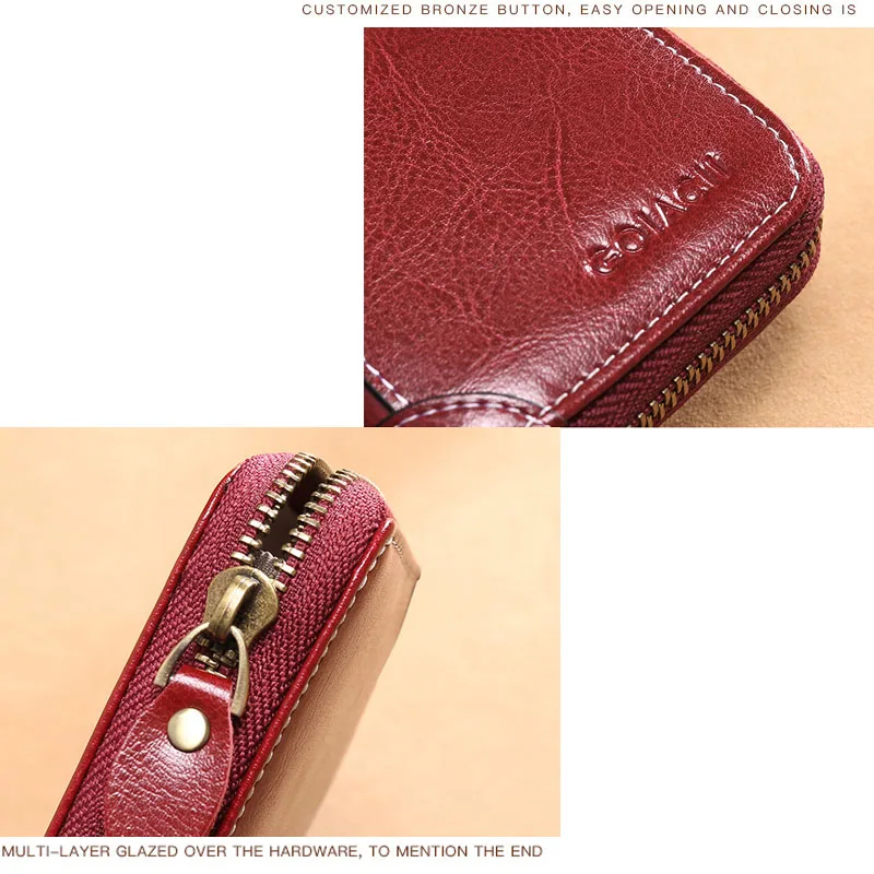 Split Leather Business Card Holder Restore Style Ladies Card Holder Zipper Women's Wallet for Cards Men Credit ID Cardholder