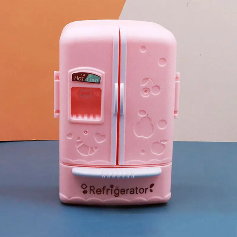 Mini refrigerador de doble puerta para niñas, juguetes en miniatura, muebles de cocina, accesorios para muñecas Barbie y juegos de comida para niños