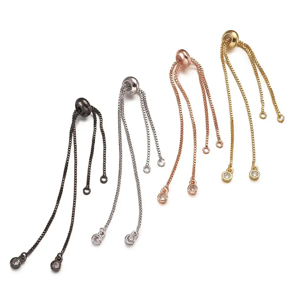 20pcs Rack Plating Environmental Brass Slider Chain Bracelet Makings Accessories with Rhinestone DIY Bracelets Making