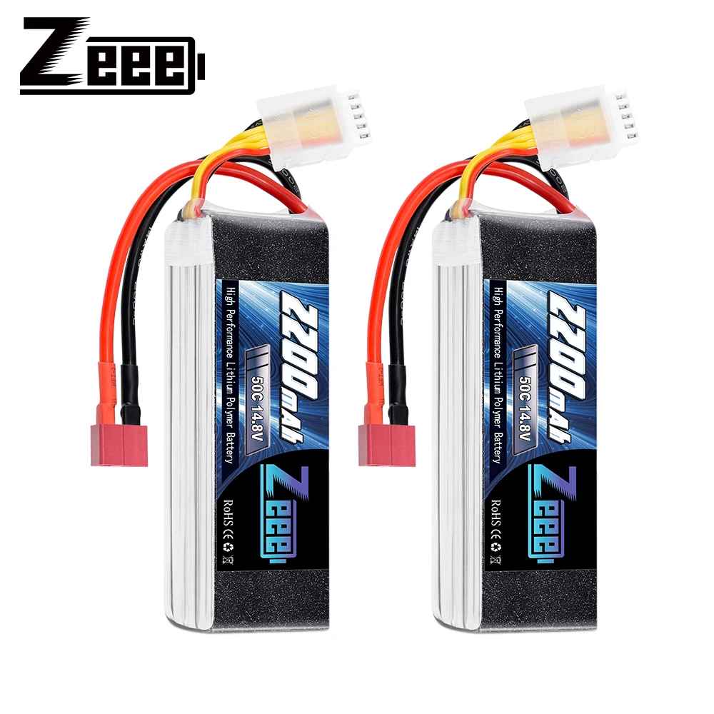 

2Pcs Zeee 4S Lipo Battery 14.8V 50C 2200mAh with Deans Plug For RC Car Helicopter Drone Boat Airplane Racing Hobby Trucks Parts