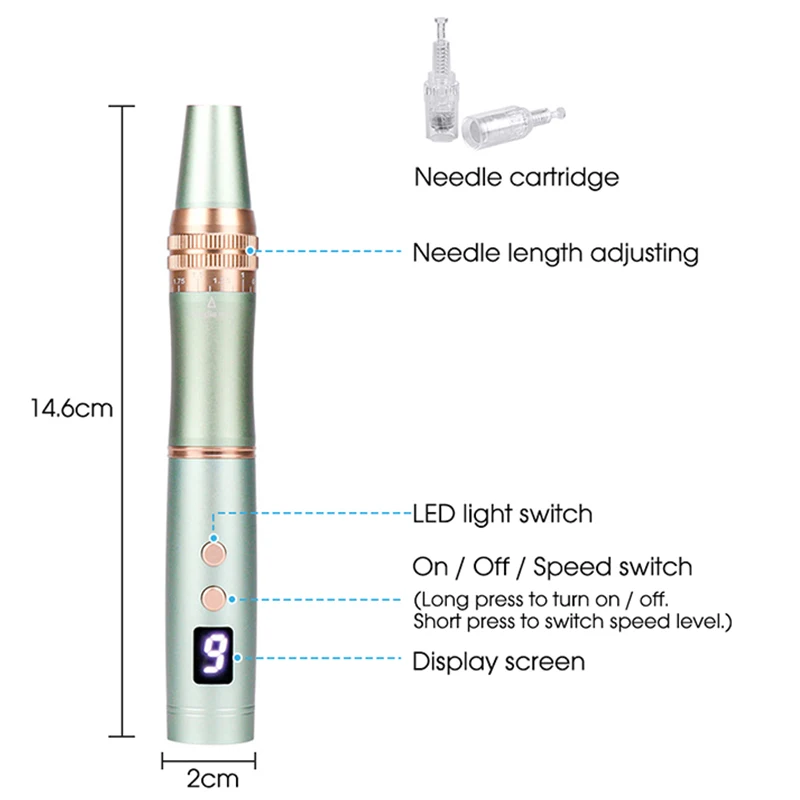 Dr Pen Microneedle Derma Pen 2021 Latest Cartridge Nanoelectric Micro-needling Pen with LED for Skin Rejuvenation Wrinkle Remove