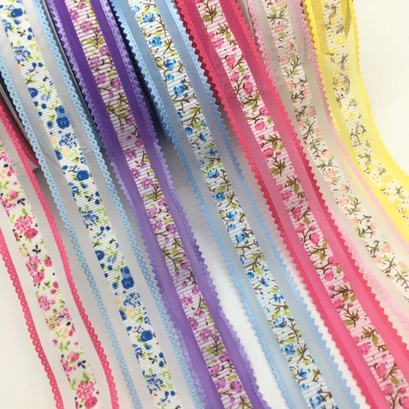 2.5cm 5Y Colorful Lace Embossed Floral Ribbon For Gift Flower Packing Handmade Craft Scrapbook Easter Wedding Christmas Deco