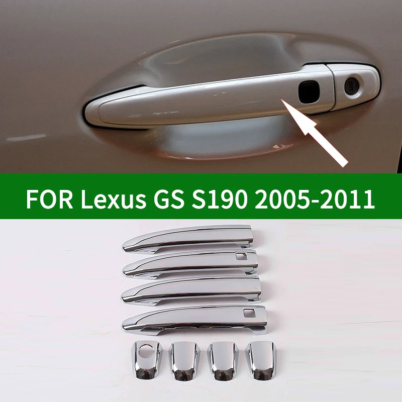 Chrome silver Exterior Door Handle Cover Overlay For Lexus GS 300 350 430 450h 460 2005-2011 w/ Intelligent Key 2006 2008