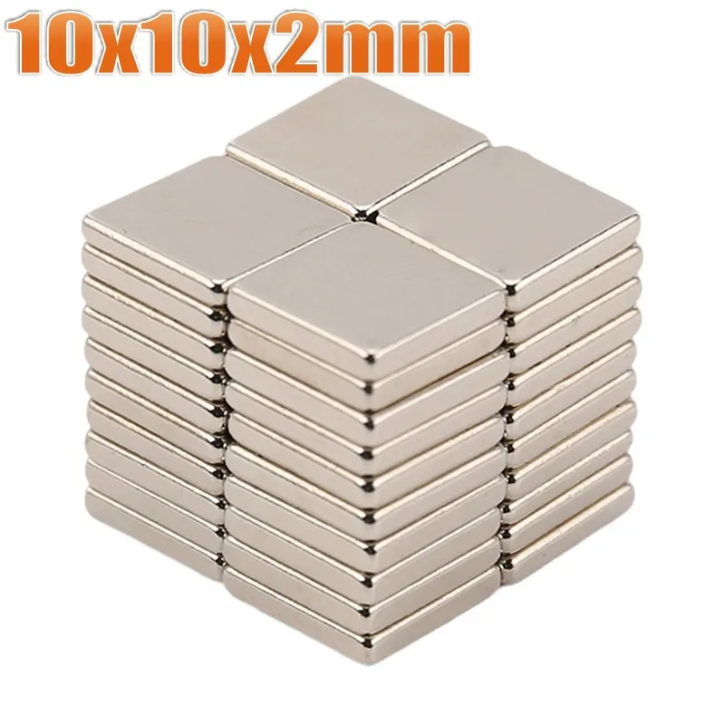 20~500Pcs 10x10x2 Neodymium Magnet NdFeB Magnets 10*10*2 Block Super Powerful Strong Permanent Magnetic imanes Block 10x10x2mm