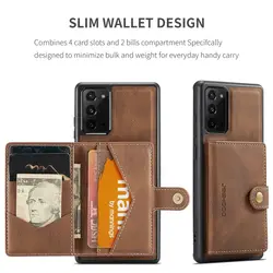 Genuine Leather and PU Case for Samsung Galaxy Note 20 Ultra, Built-in Magnet, Removable Back Cover