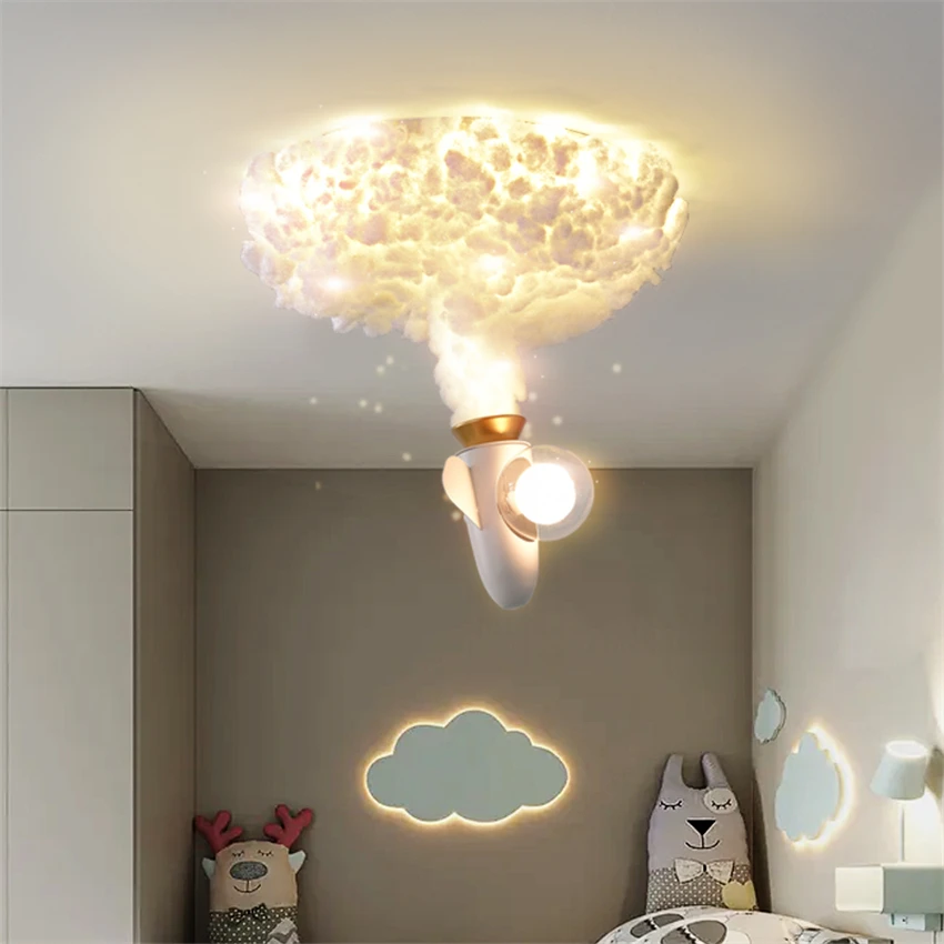 Nordic Jet Rocket Cotton Ceiling Lights Children's Room Cartoon Decoration Bedroom Boy Girl Room Study Cloakroom Ceiling Lamps