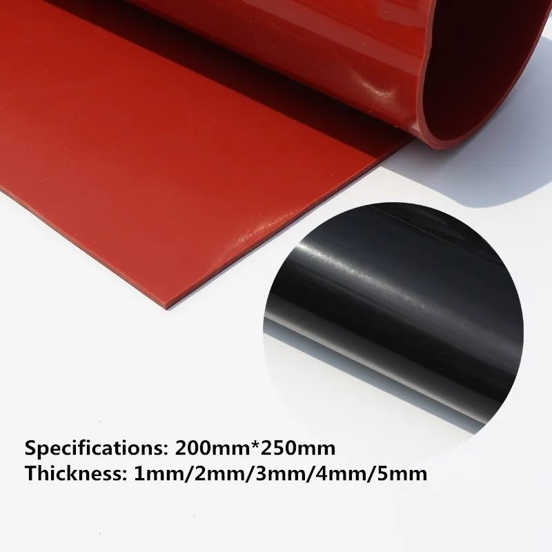 1mm/2mm Red/Black Silicone Rubber Sheet 250X250mm Black Silicone Sheet, Rubber Matt, Silicone Sheeting for Heat Resistance