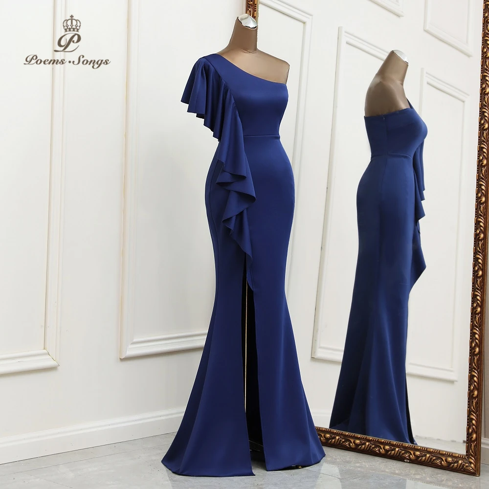 New Sexy one- shoulder Evening dresses prom dress robe de soiree de mariage robe longue Bridesmaid dresses Party dresses