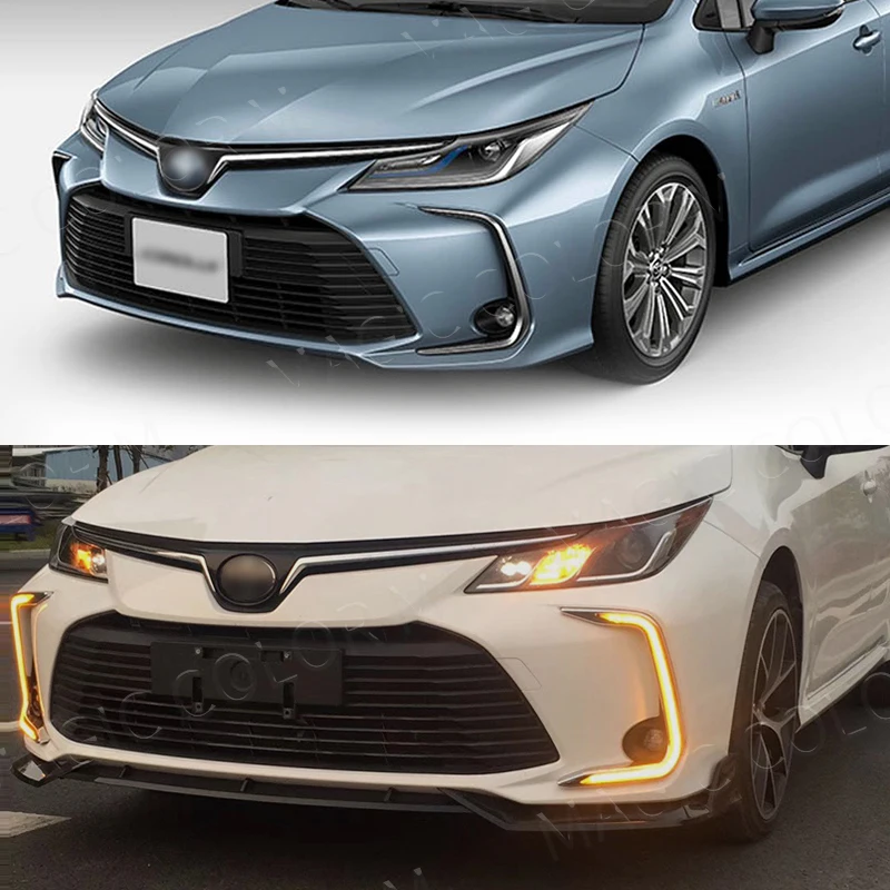 Chromen Bekleding Dag Dagrijlichten Drl Voor Toyota Corolla 2021 Led Levin 2019 2020 Mistlampen Bumper Rij Richtingaanwijzer