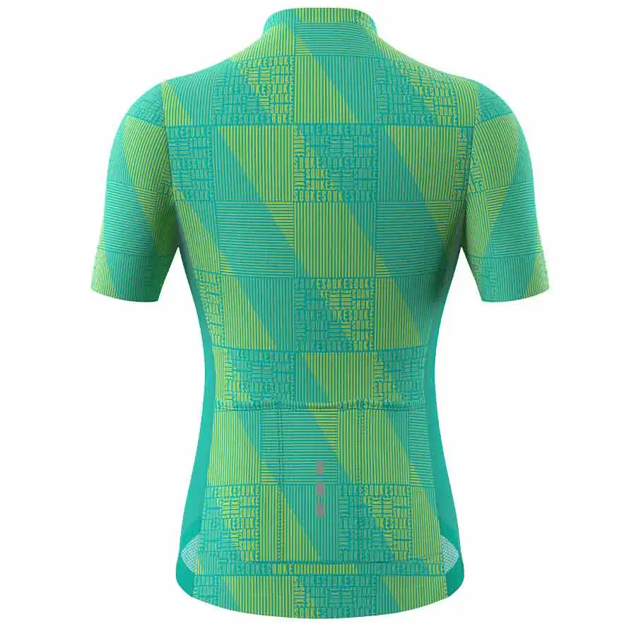 Souke Sports Women's Cycling Jersey with Pocket Short Sleeve Quick Dry Roadbike Ciclismo Roupas Femininas Green-Limited