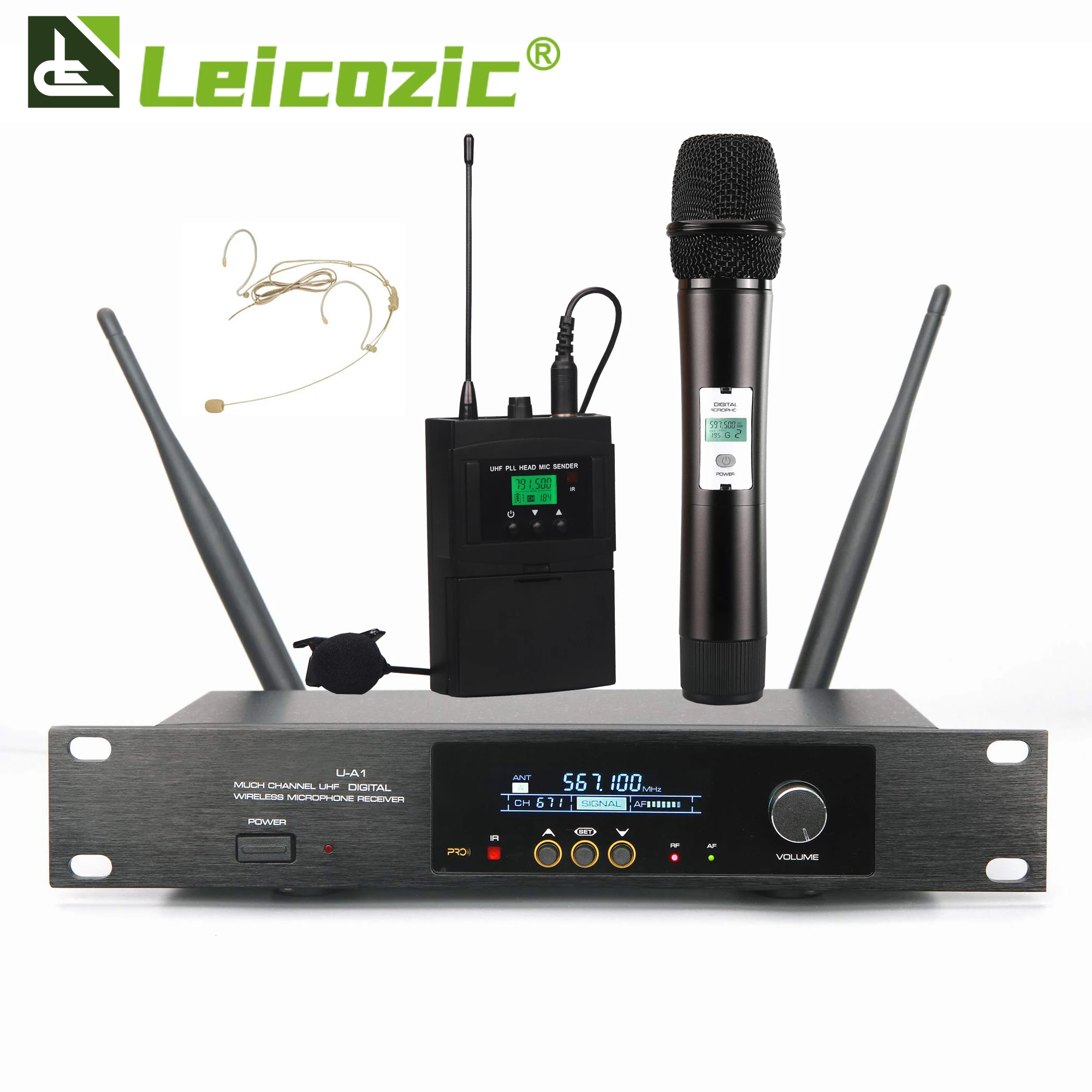 Leicozic Wireless Microphone Digital transmission 600Mhz 1000 Frequency Equipment Audio Pro Lapel Mikrofon Headset Micro Sem Fio