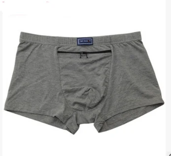 Boxer antivol à grandes poches pour hommes, sous-vêtements, slips quatre quarts, culottes à fermeture éclair simple, livraison directe