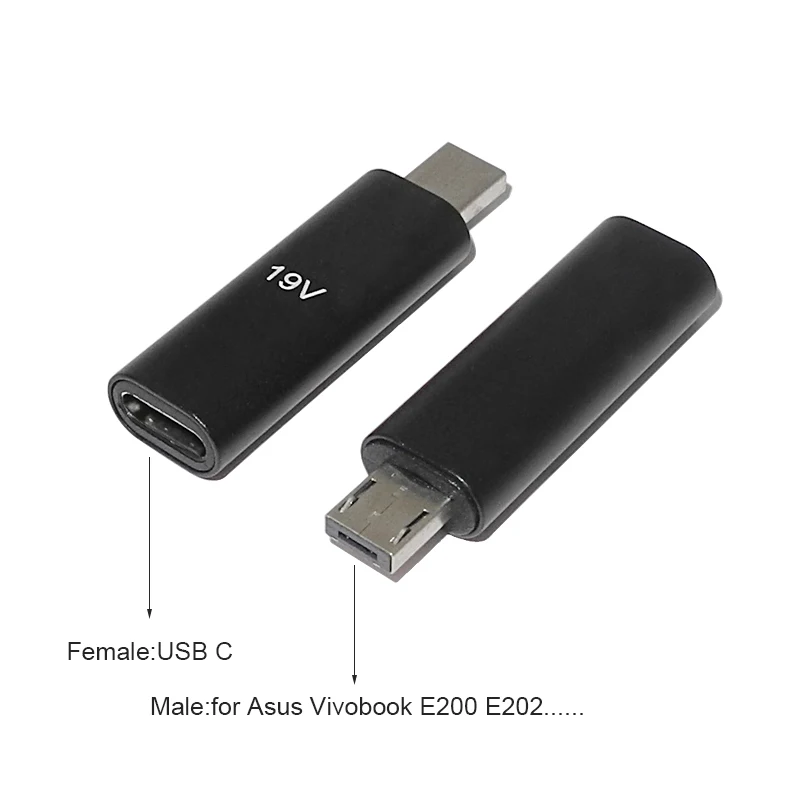 19V USB C Adapter for Asus Eeebook X205 X205t X205TA Vivobook E200 E202 E202S E202SA E205SA E200H Type C Connector