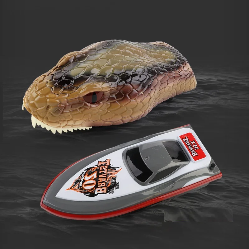 RC Boats RC Crocodile Head RC Snake 2 In 1 Electric  Speedboat Simulation Summer Waterpoof Model Joke Toys for Kids Gift