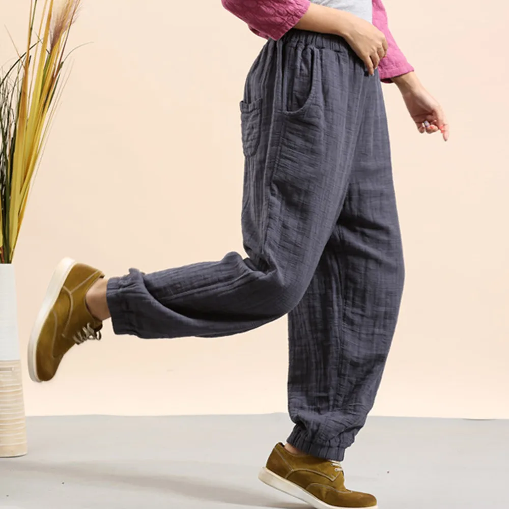 Women Yoga Pant Linen Loose Wide Leg Baggy Bloomer Sweatpant Casual Jogger Running Workout Athletic Pant Trousers sportswear