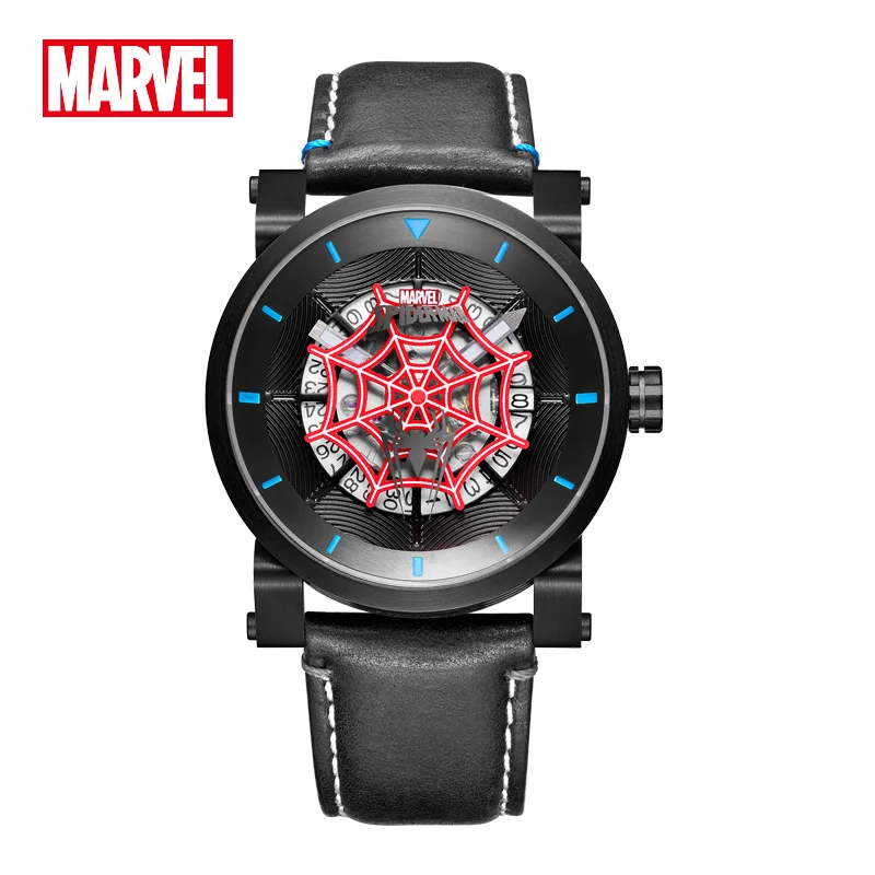 Disney Official Marvel Spider Men Stianless Steel Fashion Casual Japan Miyota Automatic Wristwatches Hollow Out Sapphire Crystal