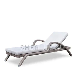 1PC Outdoor Rattan Recliner Beach Chair Outdoor Patio Hotel Swimming Pool Open-air Recliner Sofa Bed Leisure Beach Chair