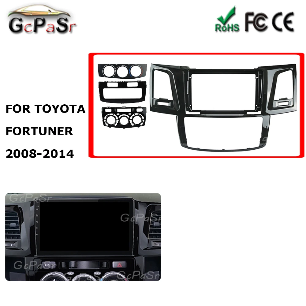 

For TOYOTA FORTUNER 2008-2014 9'' Car Audio Radio Fascia Fit Plate Panel Dashboard Replacement Mount Kit power cable wire