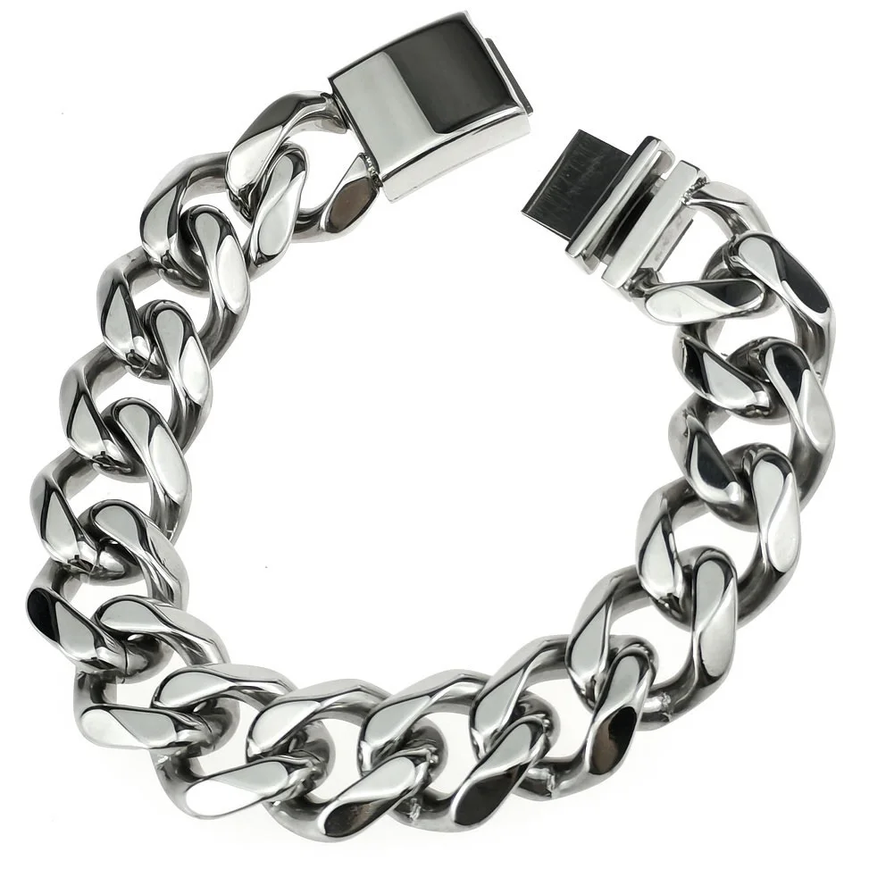 Drop Shipping Jewelry Silver Color 9-16mm Stainless Steel Miami Cuban Bracelet Men Women