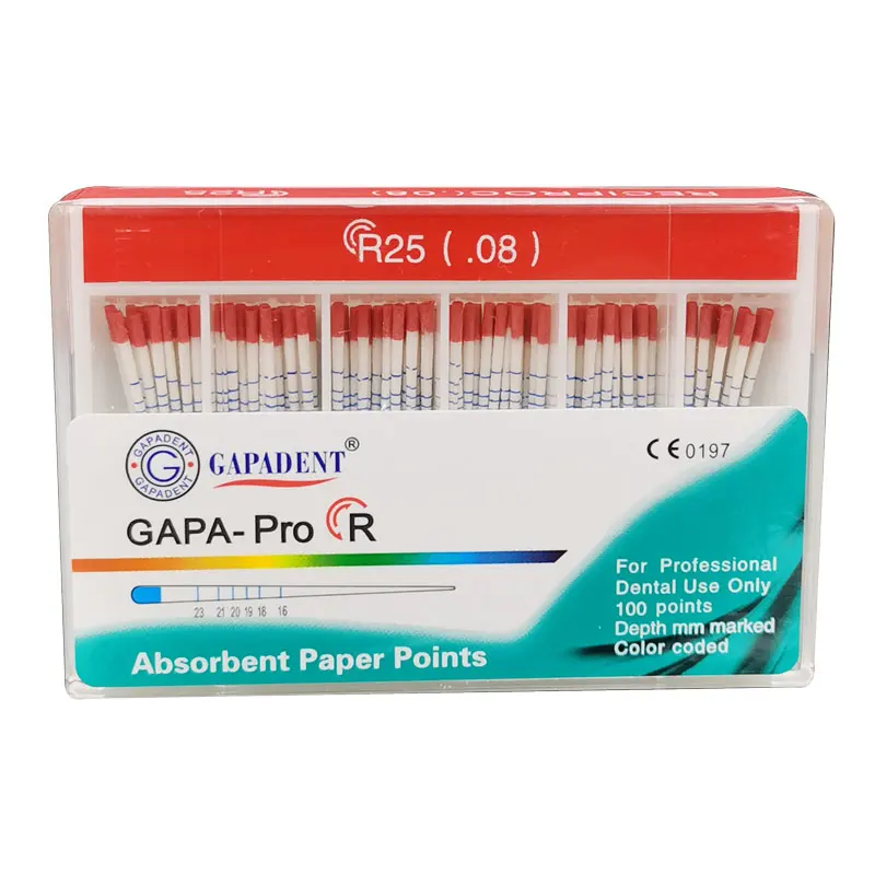 08 R25Taper Dental Reciprocal Absorbent Paper Points R40 Paper Points Dental Root Canal Absorption Depth mm Marked Endodontics