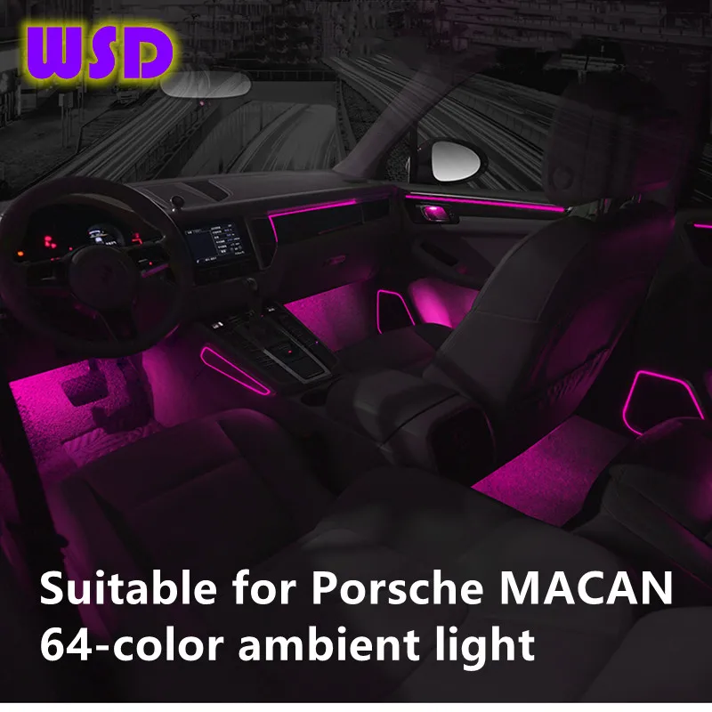 

Car ambient light for Porsche MACAN 64-color interior lights, door trim strips, illuminated speaker covers, original installatio