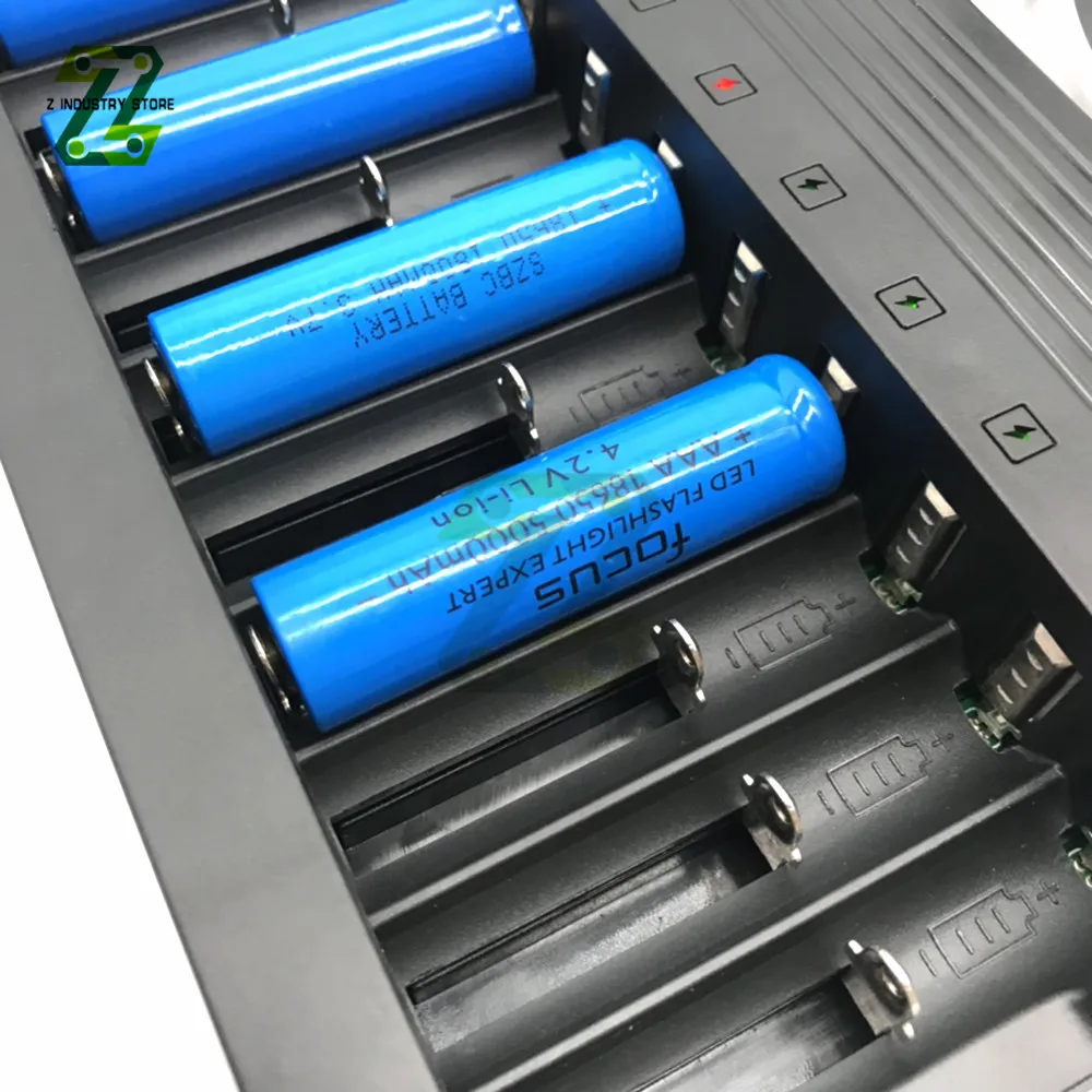 18650 Battery Charger Smart Lithium Charging Li-ion Rechargeable Battery Charger 10Slots For 14500 16350 18500